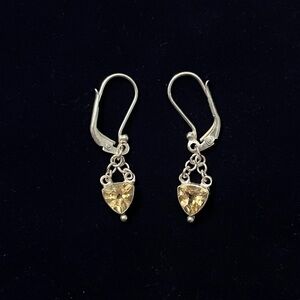 Sterling Silver & Pale Yellow Crystal Drop Earring